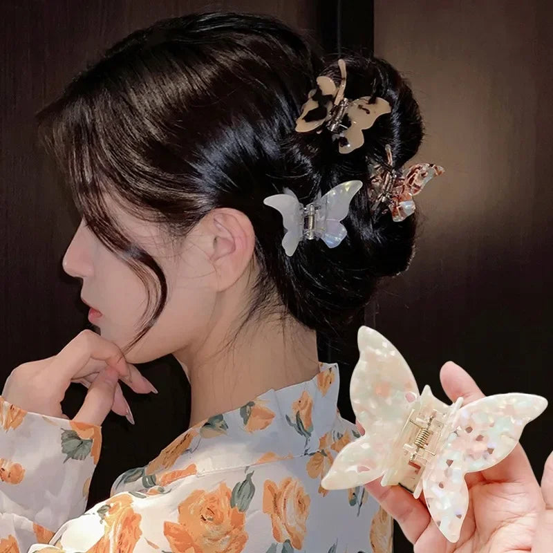 Chic French-Inspired Mermaid Butterfly Hair Claw Clip for Women - Stylish Imitation Vinegar Design.