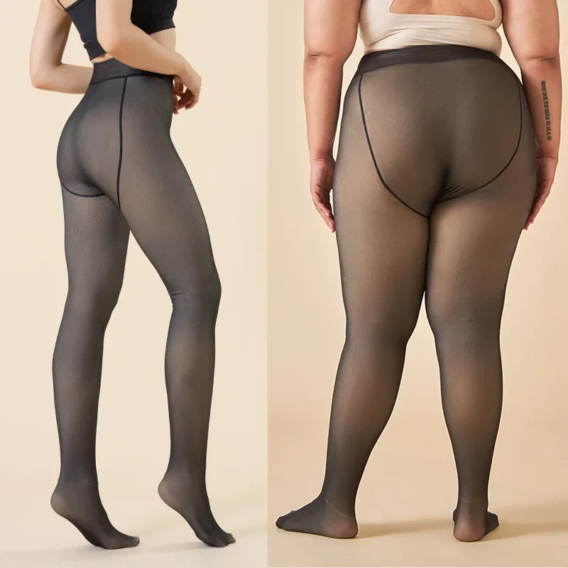 Women Winter Thermal Leggings Slim Translucent Plush Up Pantyhose Stockings Translucent Pants Sexy Elastic Thick Pantyhose.