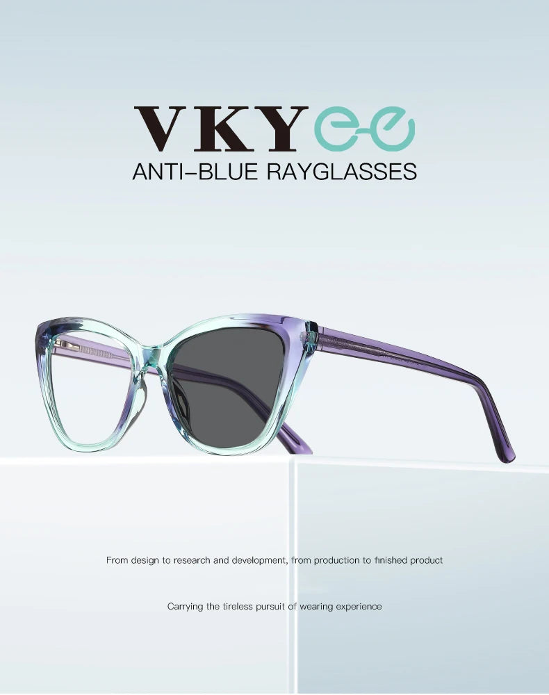 Stylish VKYEE Cat-Eye Reading Glasses for Women with Customizable Photochromic Lenses and Anti-Blue Light Protection PFD2148.