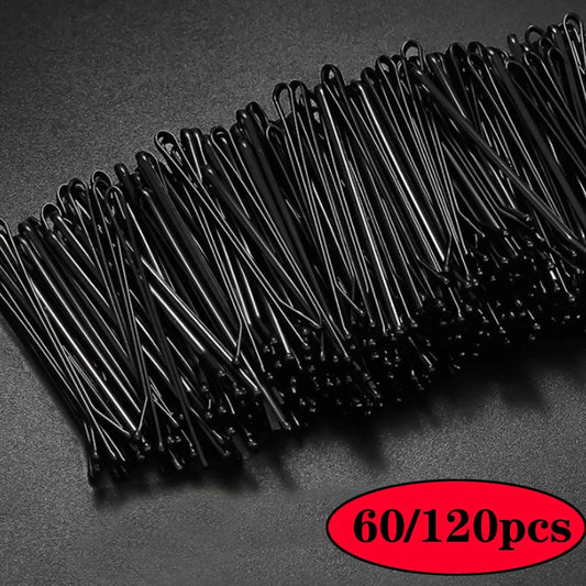 Black Bobby Pins for Women - 60/120pcs Invisible Hair Clips for Fashionable Hairstyles, Ideal for Brides and Special Occasions.