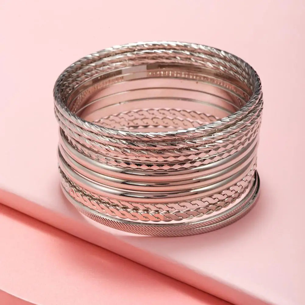 12pcs Punk Curb Cuban Chain Bracelets Set for Women Miami Boho Thick Gold Color Charm Bracelets Bangles Fashion Jewelry Y2C7.