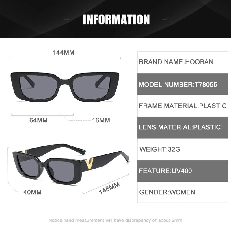 Chic Cat Eye Sunglasses with Luxury V Design for Women - Classic Rectangle UV400 Driving Eyewear.