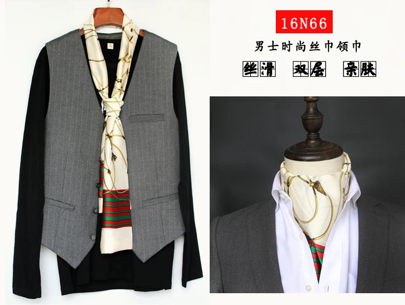 Elegant Double-Sided Hangzhou Silk Scarf for Men – Trendy Geometric Design for Autumn & Winter