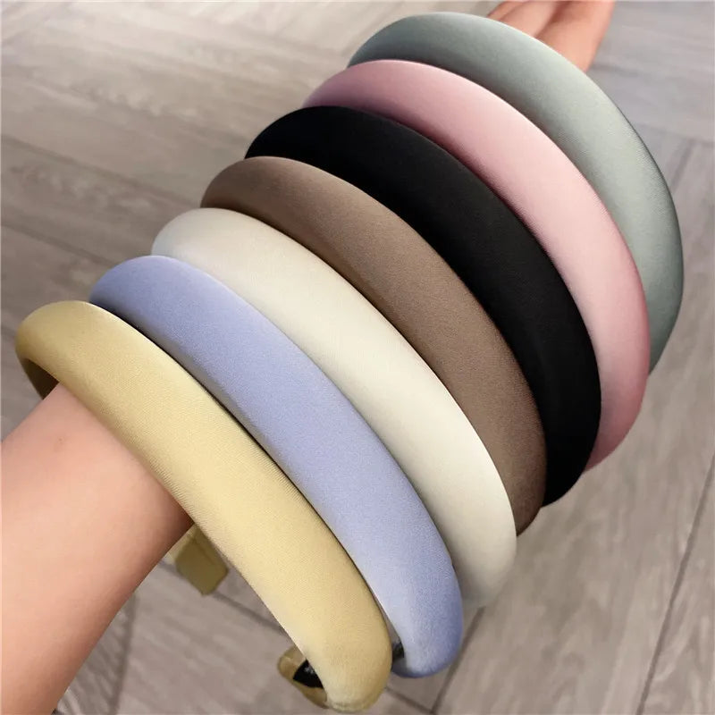 Chic Satin Colorful Sponge Hair Band - Premium Quality Skull Top Headwear for All Seasons.