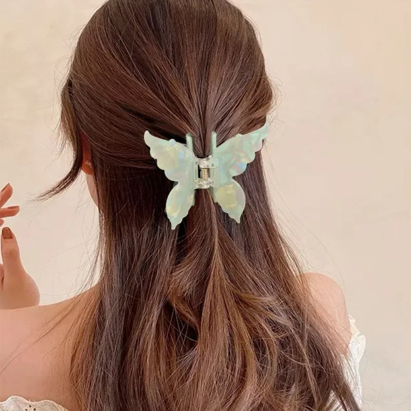 Chic French-Inspired Mermaid Butterfly Hair Claw Clip for Women - Stylish Imitation Vinegar Design.