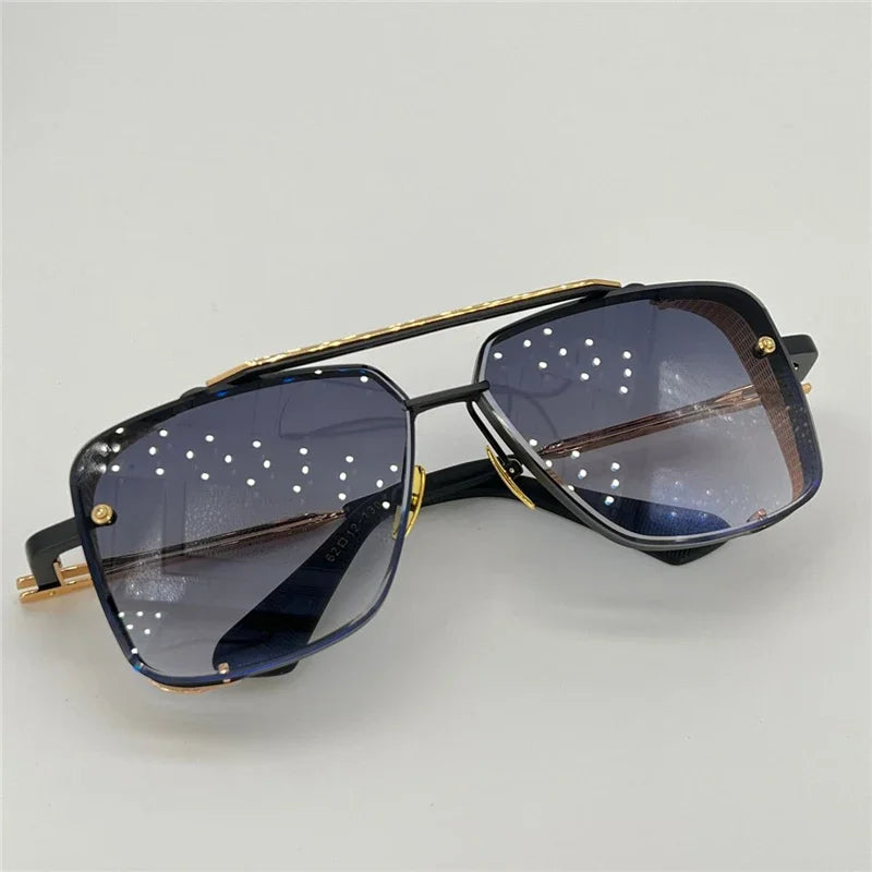 LIMTED EDITION M Six Men's Vintage Metal Sunglasses with Frameless UV 400 Lens - Stylish Square Design.