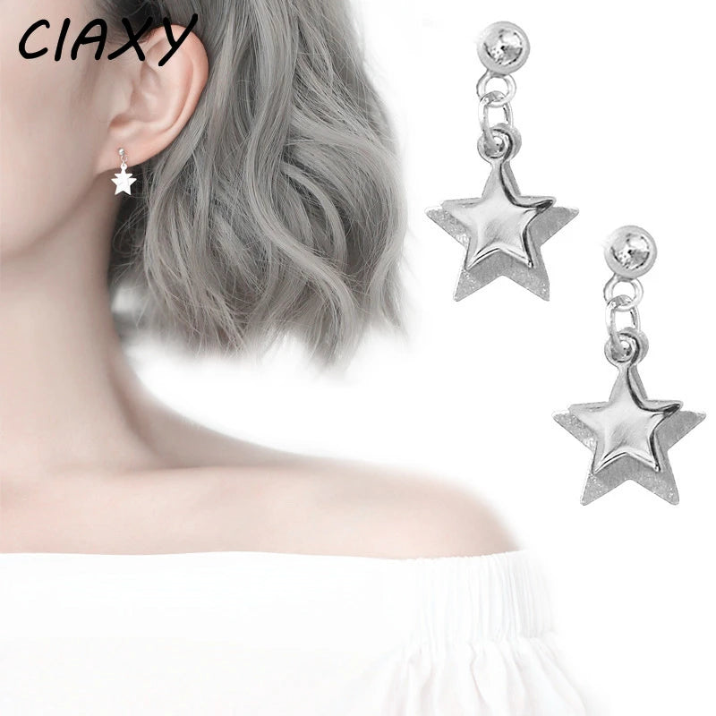 CIAXY Silver Color Earring Chain Asymmetrical Star Moon Long Tassel Earrings For Women Party Jewelry Gifts aretes de mujer.