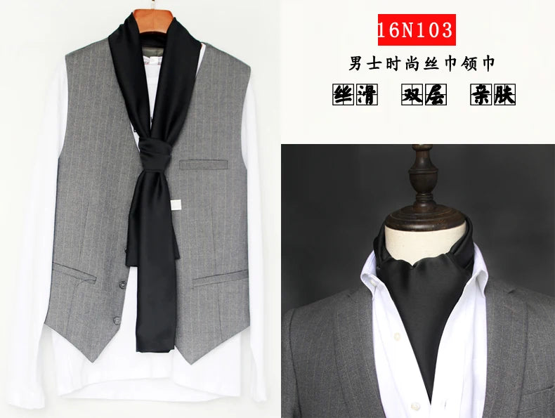 Elegant Double-Sided Hangzhou Silk Scarf for Men – Trendy Geometric Design for Autumn & Winter