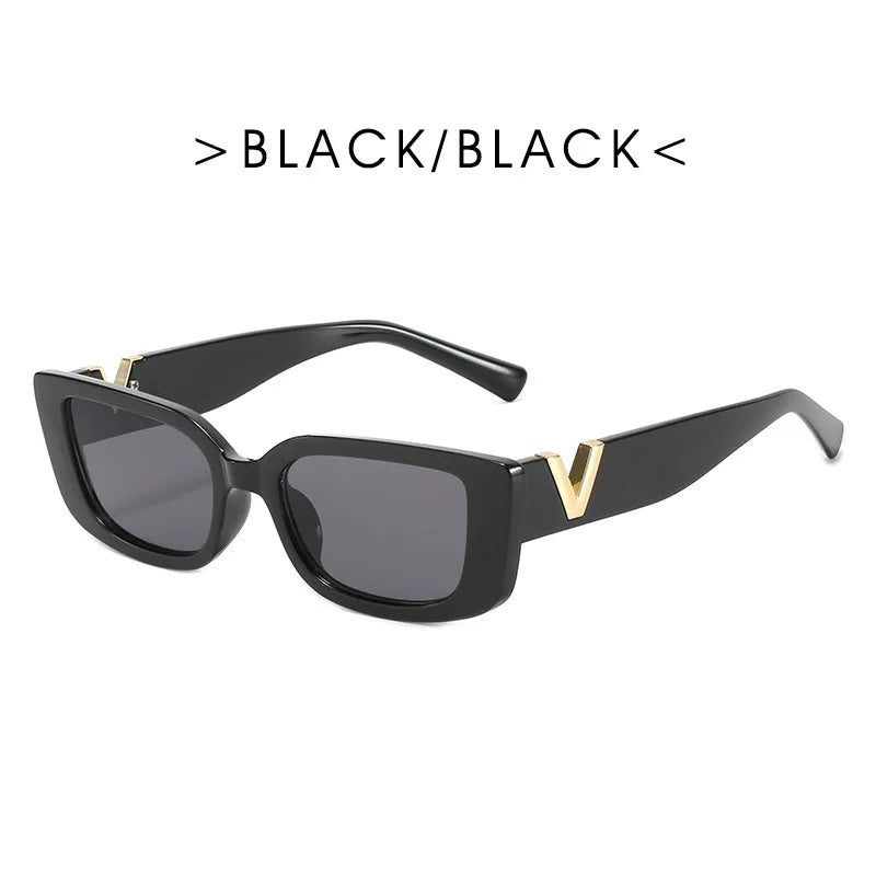 Chic Cat Eye Sunglasses with Luxury V Design for Women - Classic Rectangle UV400 Driving Eyewear.