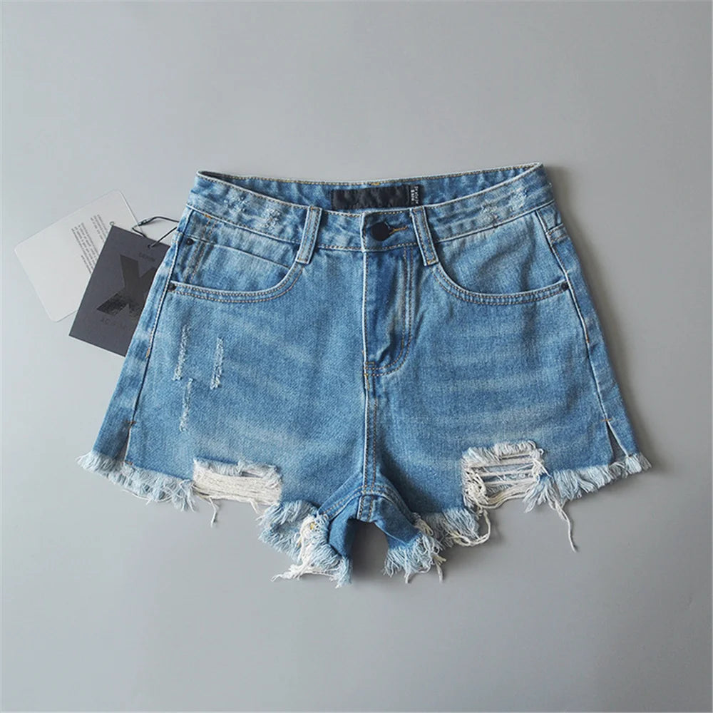 2024 Summer denim shorts for women black jeans shorts women distressed short mujer white jean shorts ripped y2k streetwear.