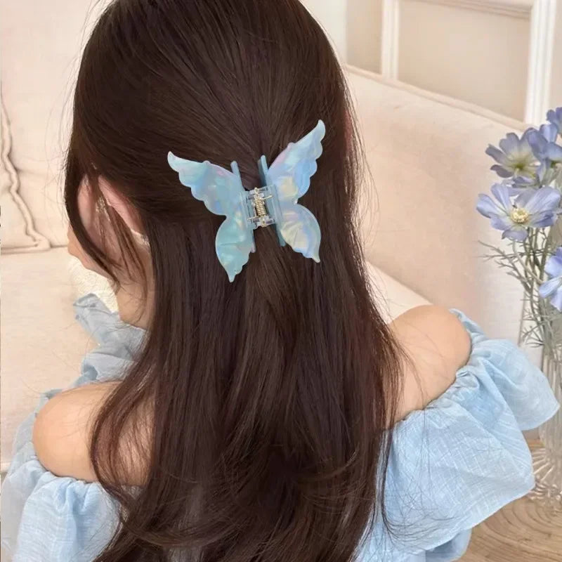 Chic French-Inspired Mermaid Butterfly Hair Claw Clip for Women - Stylish Imitation Vinegar Design.