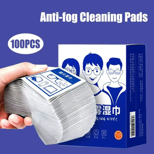 100-Pack Anti-Fog Lens Cleaning Wipes - Microfiber Alcohol-Free Cloths for Eyeglasses and Screens.