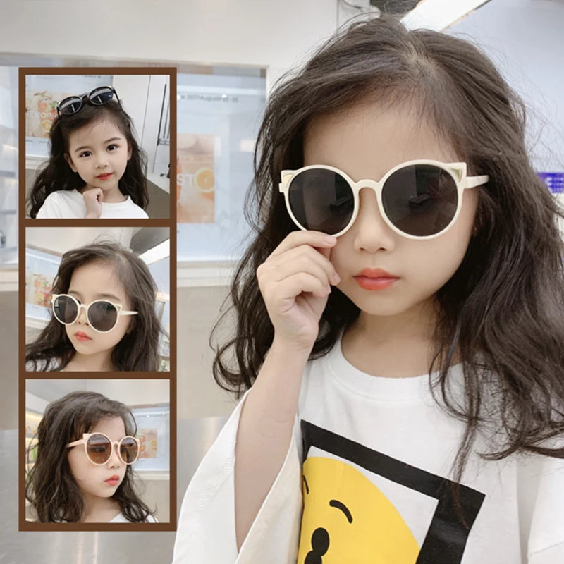 Adorable Cartoon Animal Ears Sunglasses for Kids - Vintage UV400 Sun Protection Eye Wear.