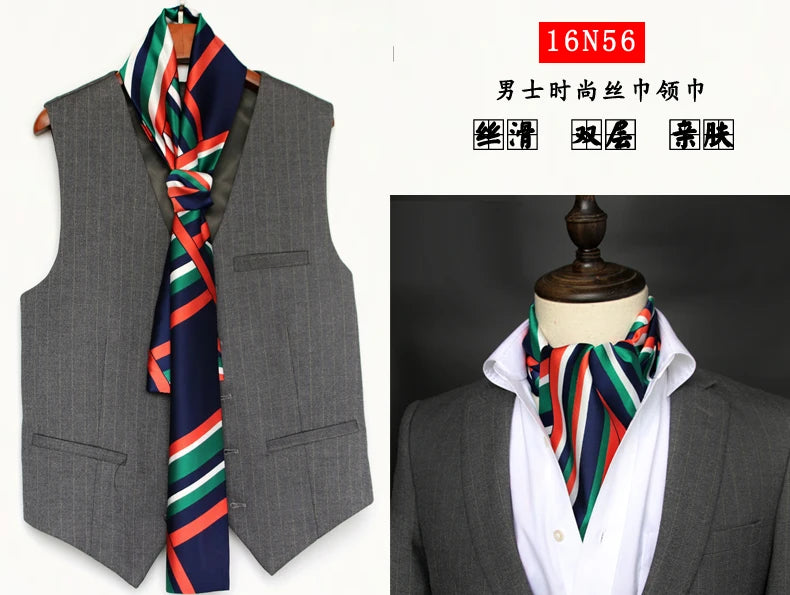 Elegant Double-Sided Hangzhou Silk Scarf for Men – Trendy Geometric Design for Autumn & Winter