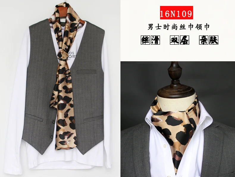 Elegant Double-Sided Hangzhou Silk Scarf for Men – Trendy Geometric Design for Autumn & Winter