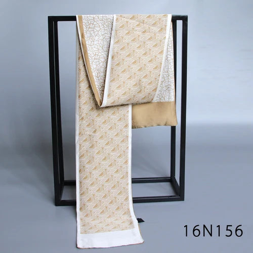 Elegant Double-Sided Hangzhou Silk Scarf for Men – Trendy Geometric Design for Autumn & Winter.