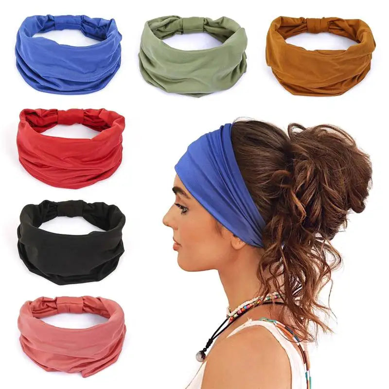 Solid Cotton Wide Headband for Women - Bowknot Turban Hair Accessories for Makeup, Sports, and Yoga.