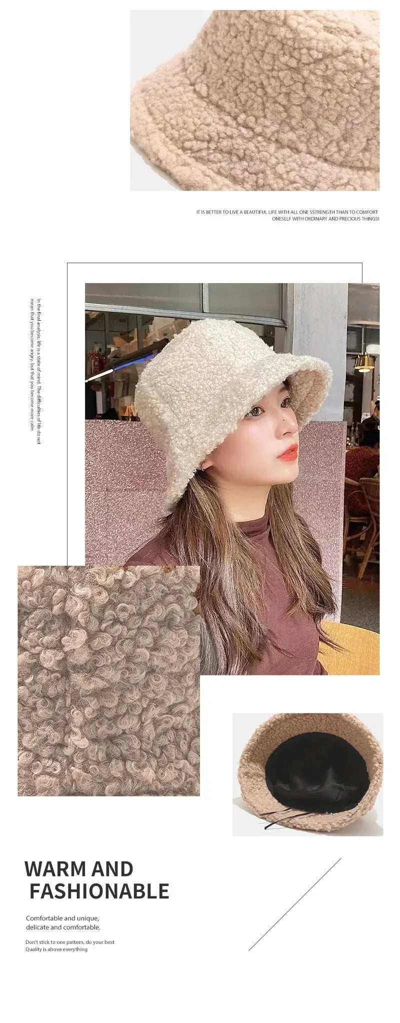 Unisex Wool Bucket Hat - Warm Fisherman Cap for Autumn and Winter Outdoor Activities.