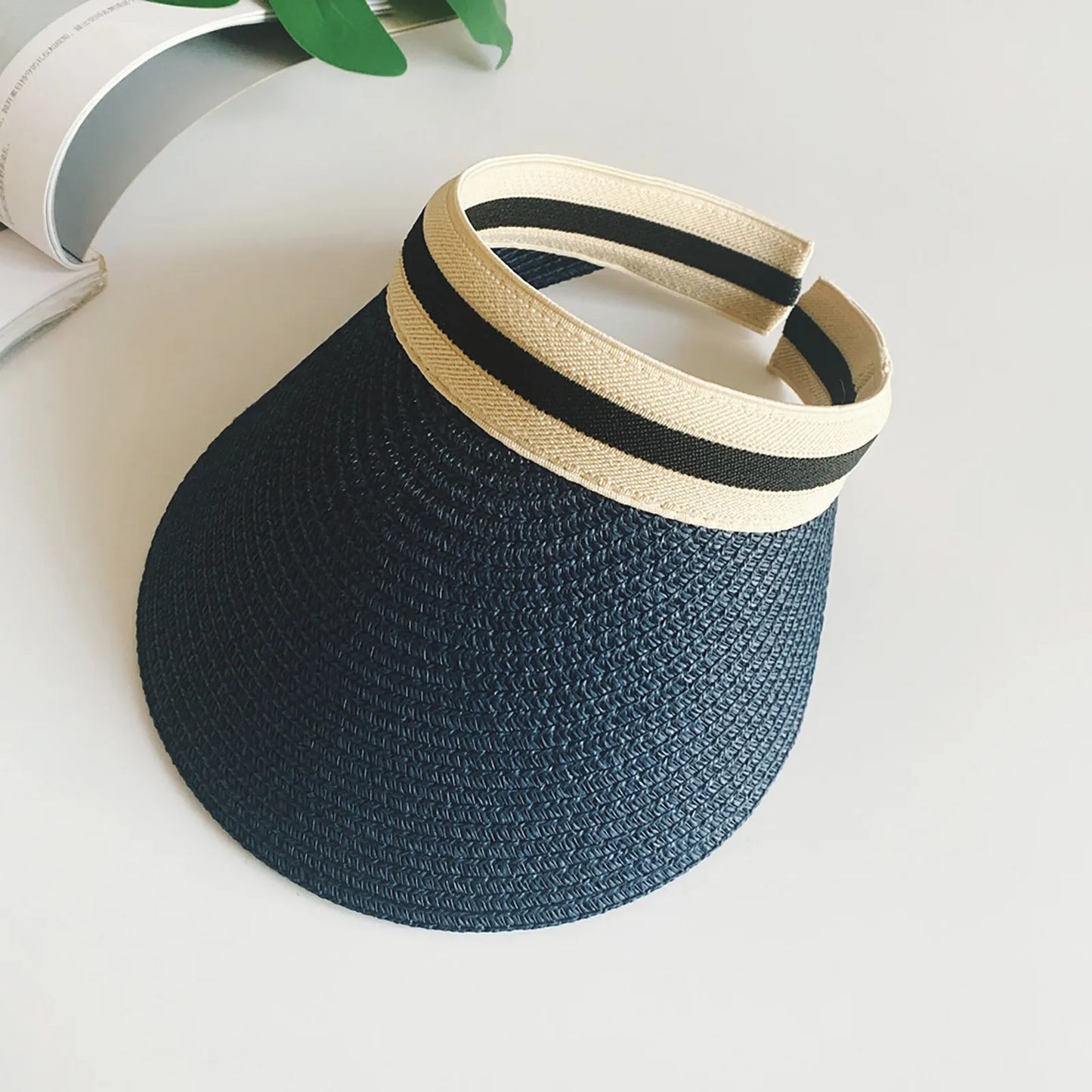 Stylish Foldable Wide Straw Sun Visor Hat for Women - Perfect for Beach, Camping, and Outdoor Activities.