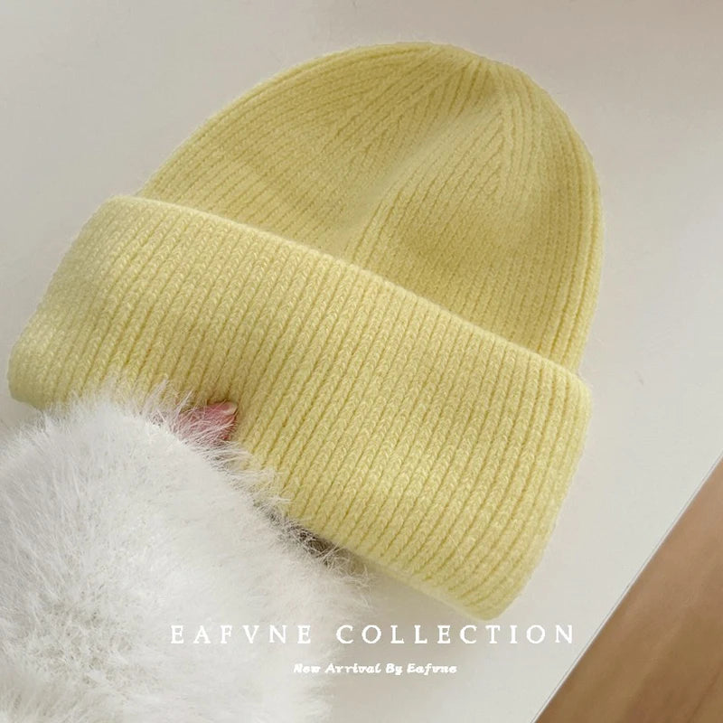 Cozy 2024 Angora Beanies for Women - Soft Knitted Rabbit Fur Winter Hat for Skiing and Cold Weather.