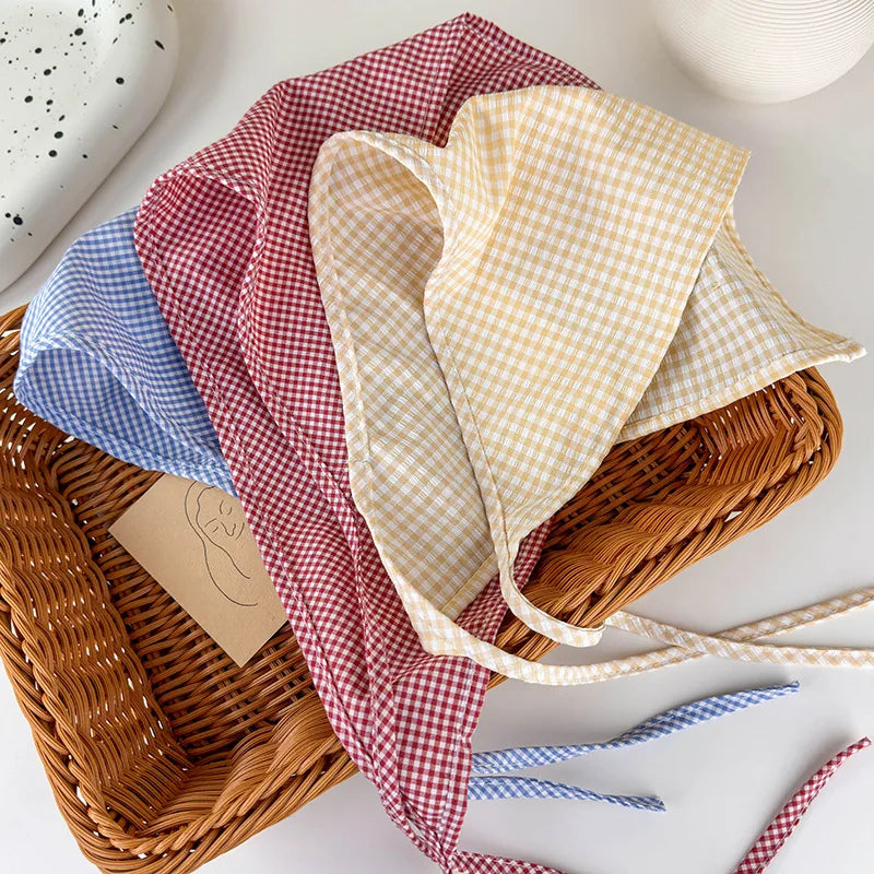 Trendy Plaid Cotton Bandana Headband for Women - Spring/Summer Hair Accessories.