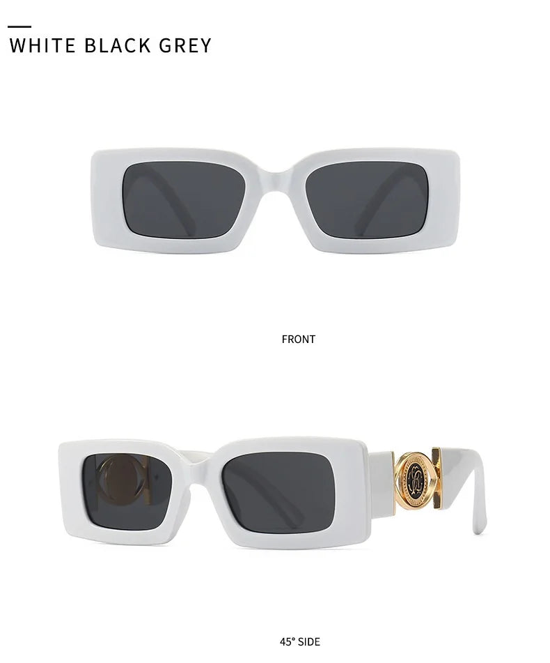 Vintage-Inspired Rectangle Sunglasses for Men and Women - Luxury Designer Black UV400 Eyewear