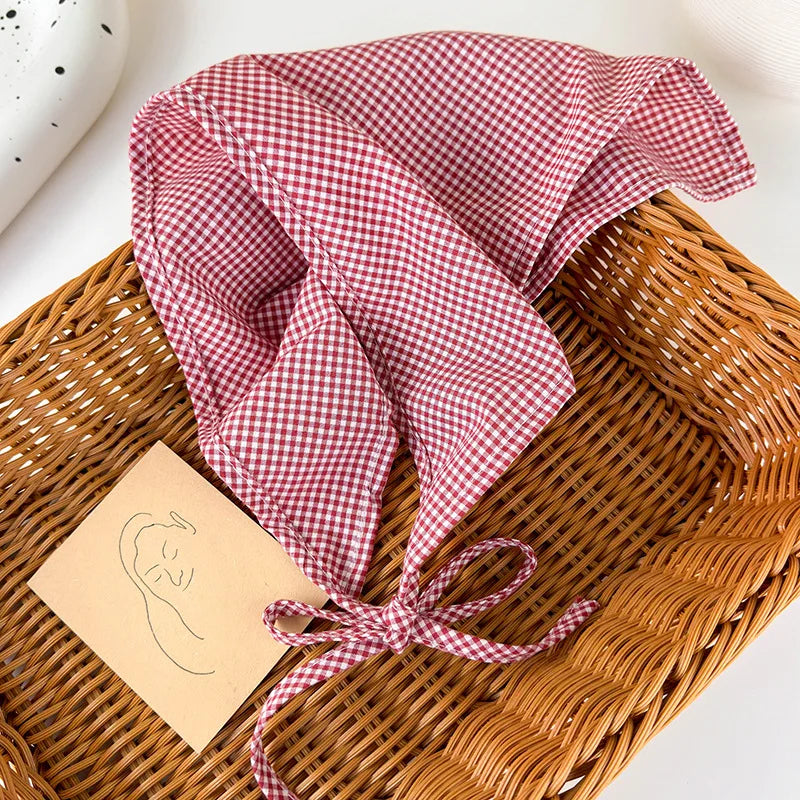 Trendy Plaid Cotton Bandana Headband for Women - Spring/Summer Hair Accessories.