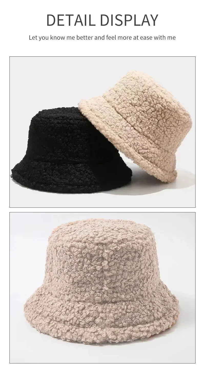 Unisex Wool Bucket Hat - Warm Fisherman Cap for Autumn and Winter Outdoor Activities.