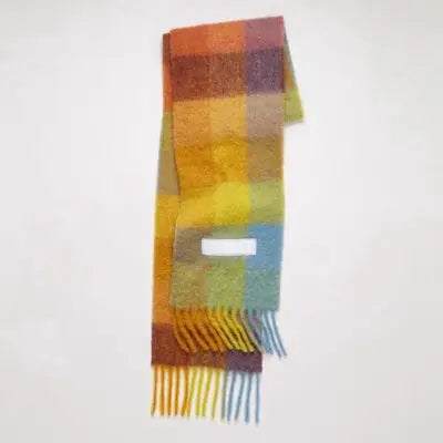 Elegant Women's Cashmere Plaid Scarf - Winter Warm Pashmina Shawl with Tassels, Thick Wrap for Outdoor Style.