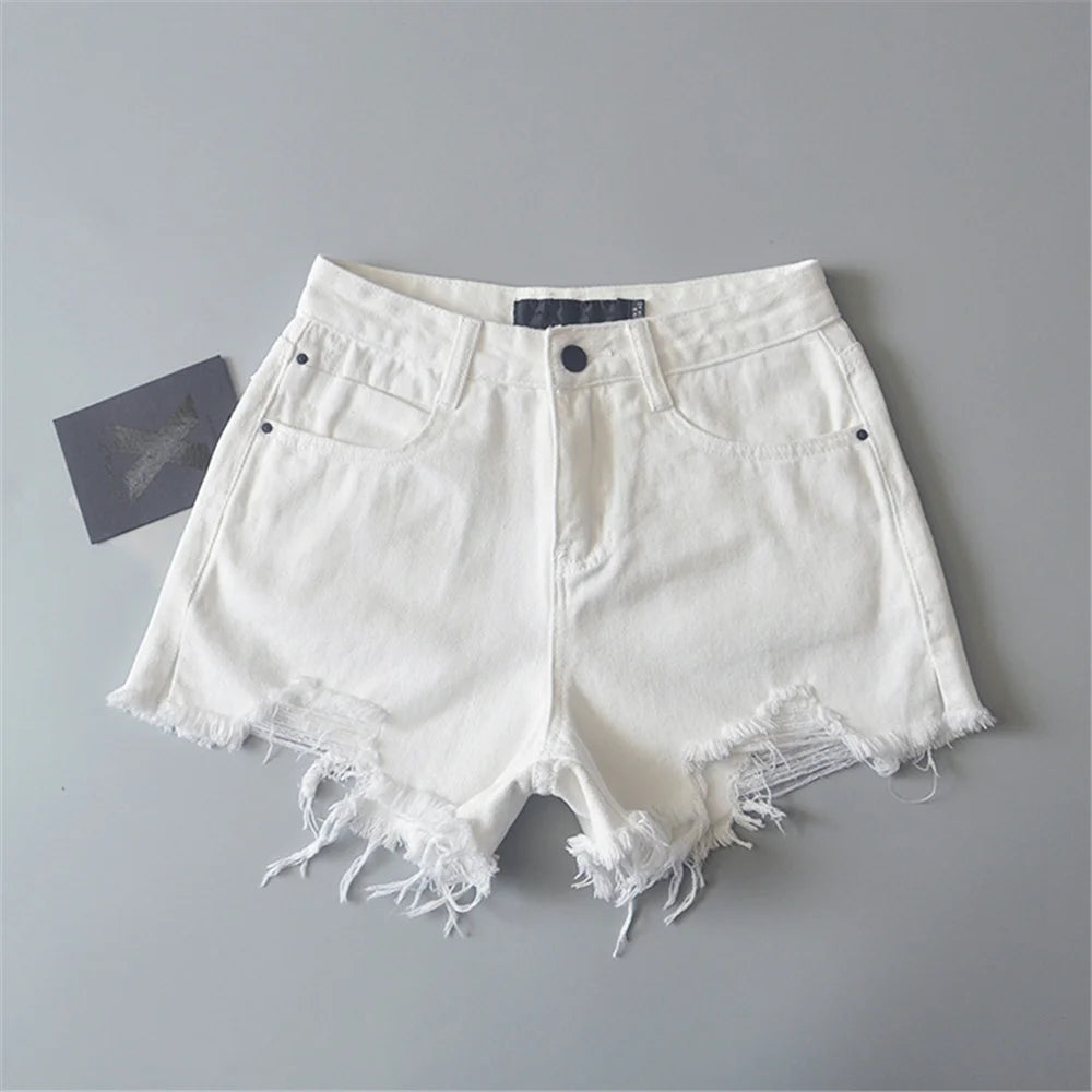 2024 Summer denim shorts for women black jeans shorts women distressed short mujer white jean shorts ripped y2k streetwear.