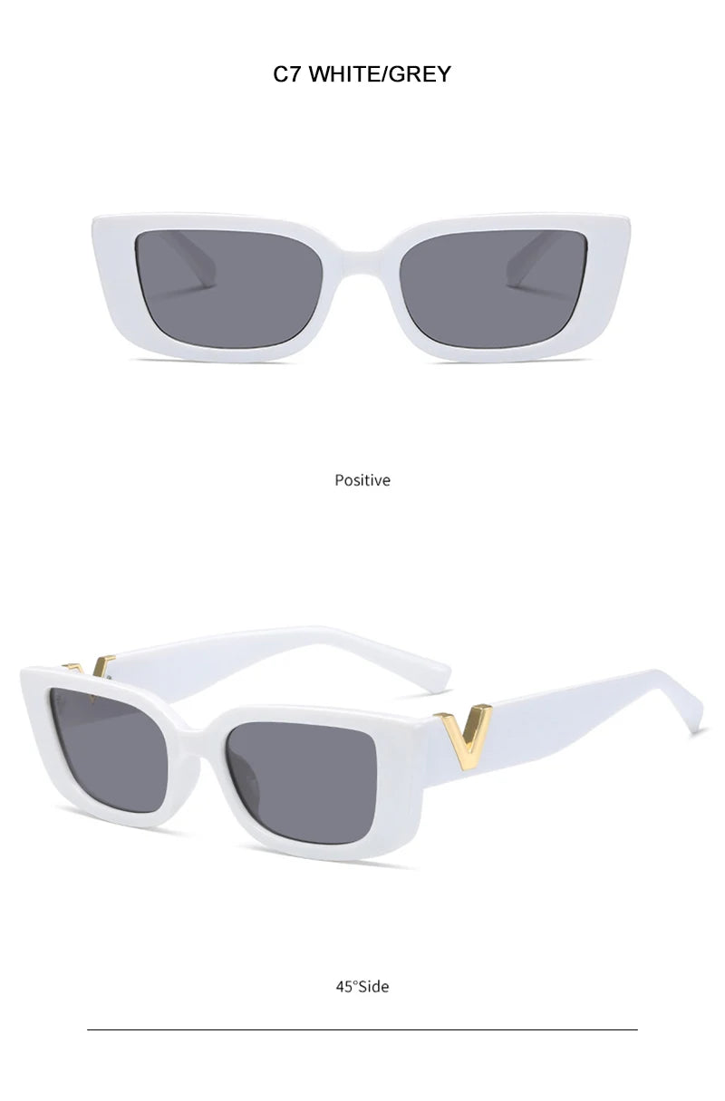 Chic Cat Eye Sunglasses with Luxury V Design for Women - Classic Rectangle UV400 Driving Eyewear.