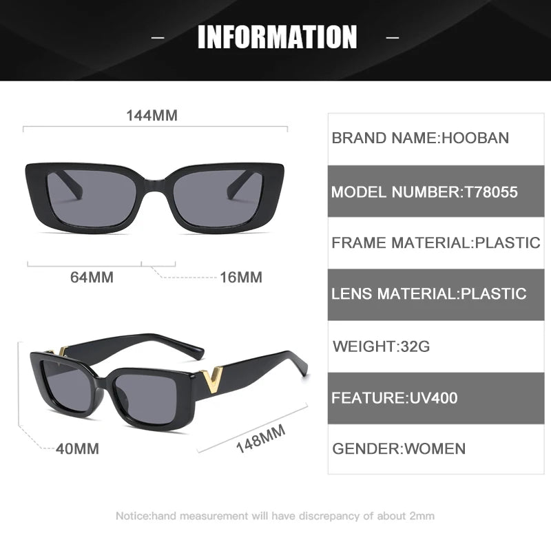 Chic Cat Eye Sunglasses with Luxury V Design for Women - Classic Rectangle UV400 Driving Eyewear.