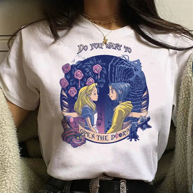 Women Summer Coraline Cotton Comfortable T-shirts Women Streetwear O Neck T-shirts Tops Girl Graphic 2000s Funny Clothing.