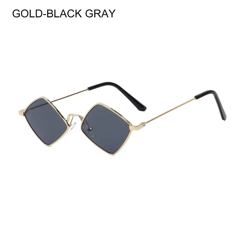 Trendy Retro Diamond-Shaped UV Protection Sunglasses for Men and Women with Metal Frame - Unisex Quadrilateral Shades.