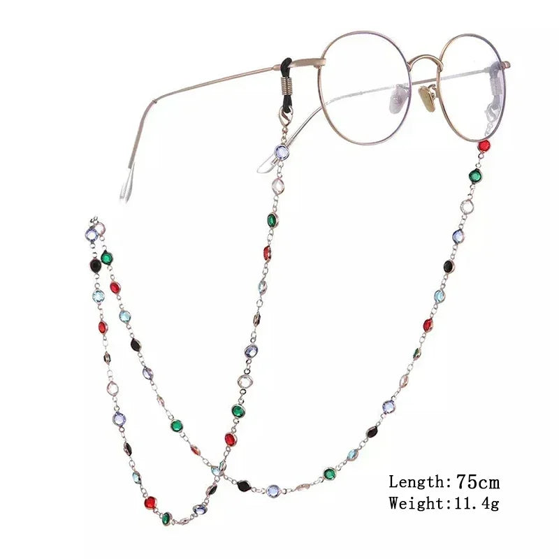 Vibrant Crystal Bead Eyewear Chain for Women - Stylish Glasses Holder and Sunglasses Strap Gift.