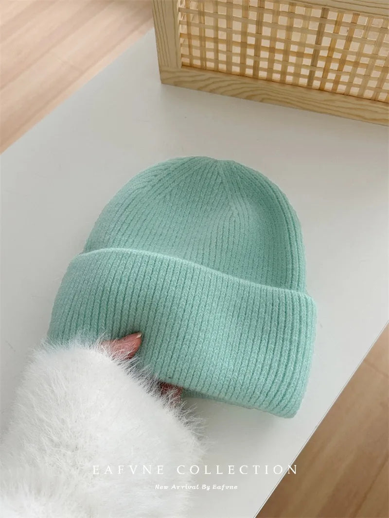 Cozy 2024 Angora Beanies for Women - Soft Knitted Rabbit Fur Winter Hat for Skiing and Cold Weather