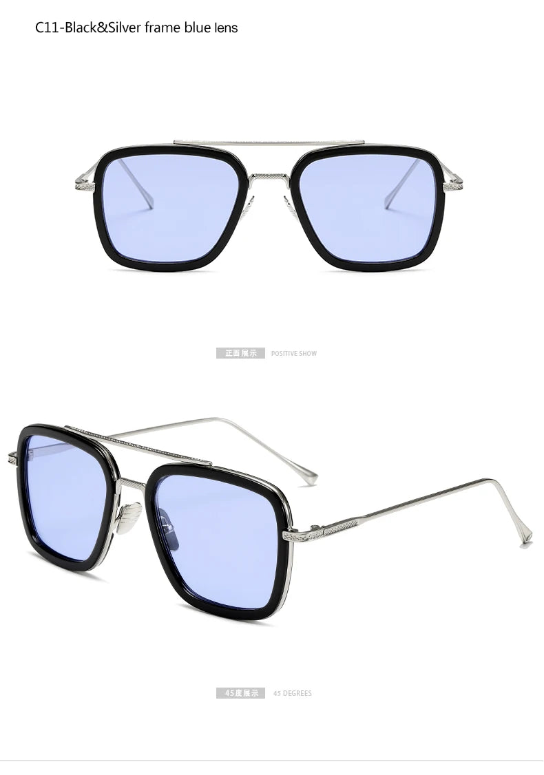 Chic Retro Square Sunglasses for Men and Women Inspired by Tony Stark