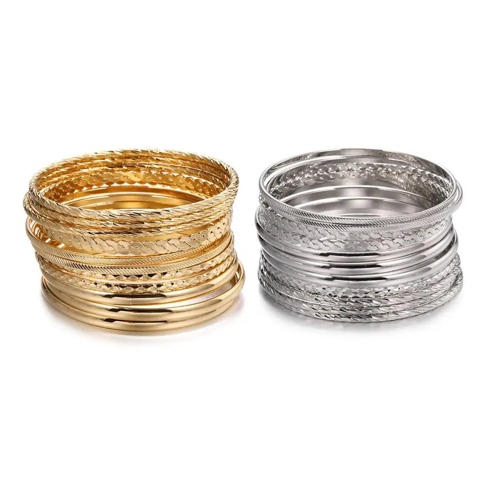 12pcs Punk Curb Cuban Chain Bracelets Set for Women Miami Boho Thick Gold Color Charm Bracelets Bangles Fashion Jewelry Y2C7.