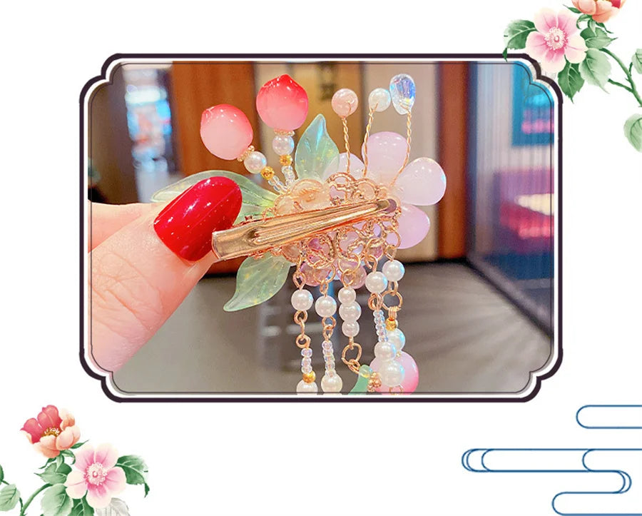 2Pcs/Set New Korean Hanfu Elegant Butterfly Hairpin Flowers Metal Tassel Long Hairgrips Party Hair Accessories Combo Hair Clip - Elevate Your Body