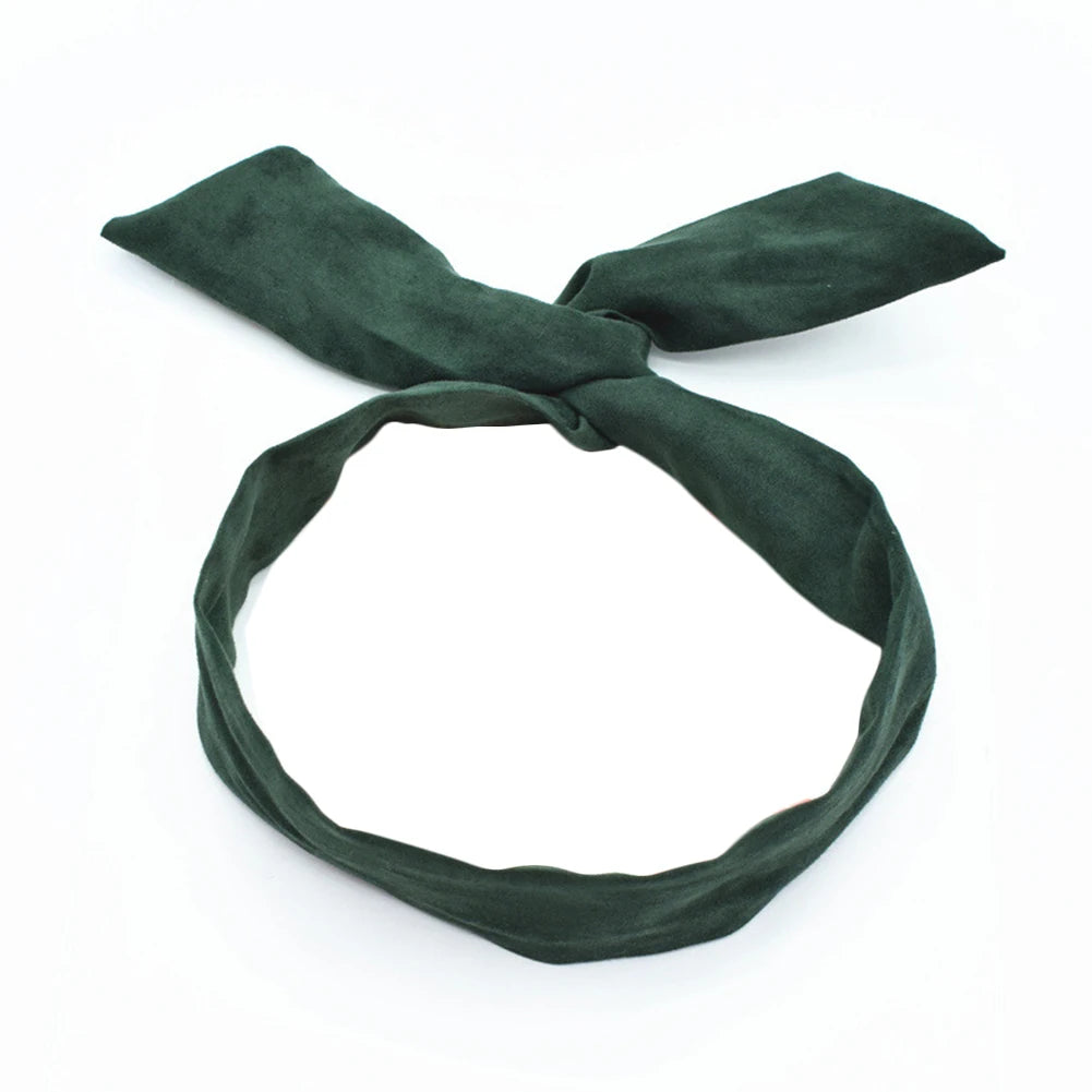 Retro Suede Rabbit Ears Cross Bow Headband Hair Accessories for Summer Fashion.