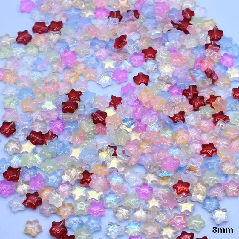 50pcs 8mm  Mix Color Star Elephant Fish Moon Flower Bead Czech Glass Loose Beads for Jwelry Making DIY Accessories Handmade.