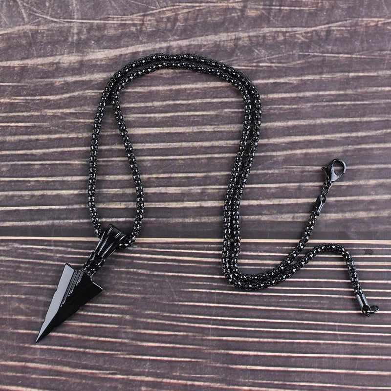 2022 Fashion Jewelry Black Gold Silver Color Arrow Head Pendant Long Chain Necklaces for Men jeweley gift wholesale hot sale.