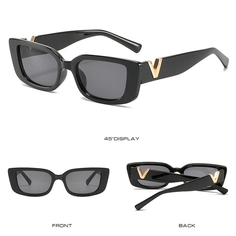 Chic Cat Eye Sunglasses with Luxury V Design for Women - Classic Rectangle UV400 Driving Eyewear.