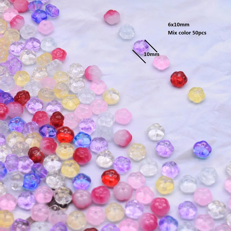 50pcs 8mm  Mix Color Star Elephant Fish Moon Flower Bead Czech Glass Loose Beads for Jwelry Making DIY Accessories Handmade.