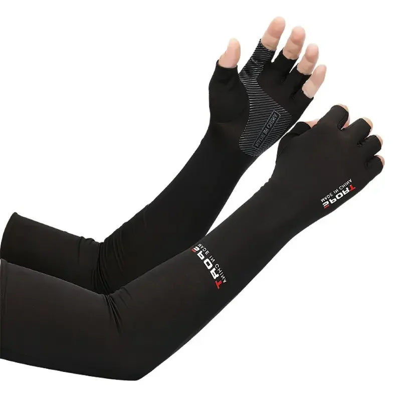 UV Protection Sports Arm Sleeves for Cycling, Running, Fishing & Climbing - Ice Cool Outdoor Gear with 5-Finger Cuff.