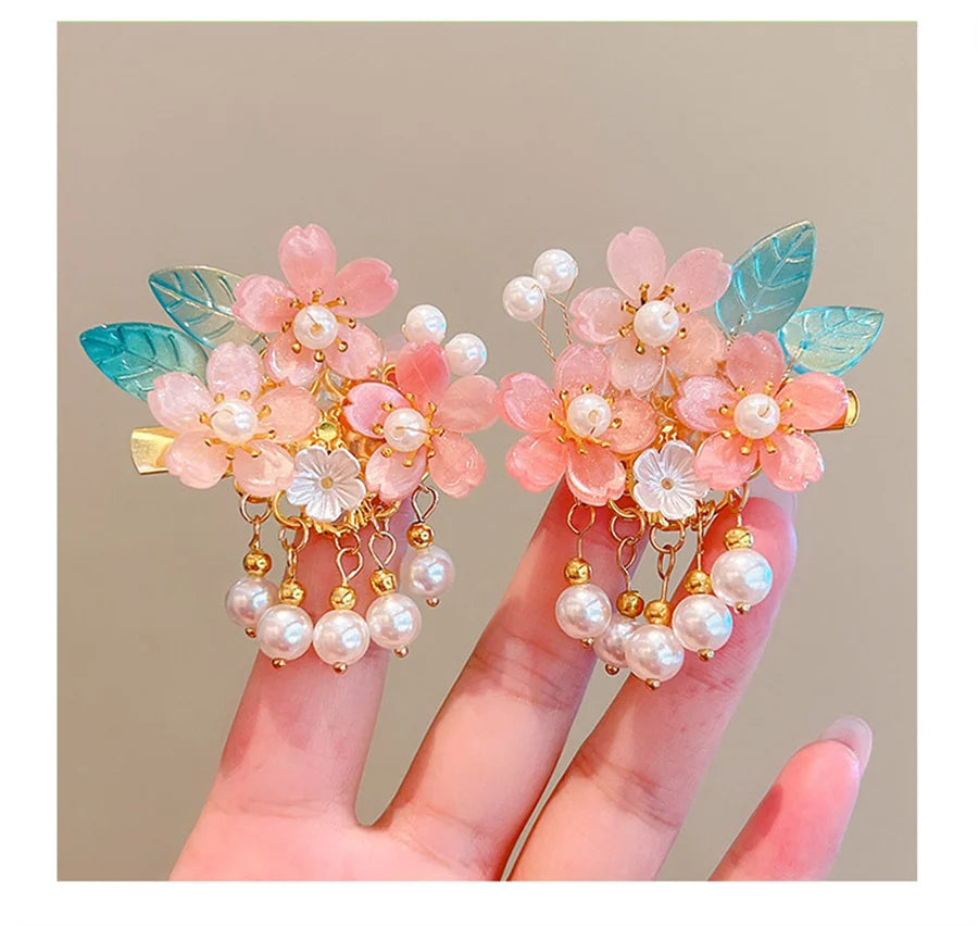 2Pcs/Set New Korean Hanfu Elegant Butterfly Hairpin Flowers Metal Tassel Long Hairgrips Party Hair Accessories Combo Hair Clip - Elevate Your Body