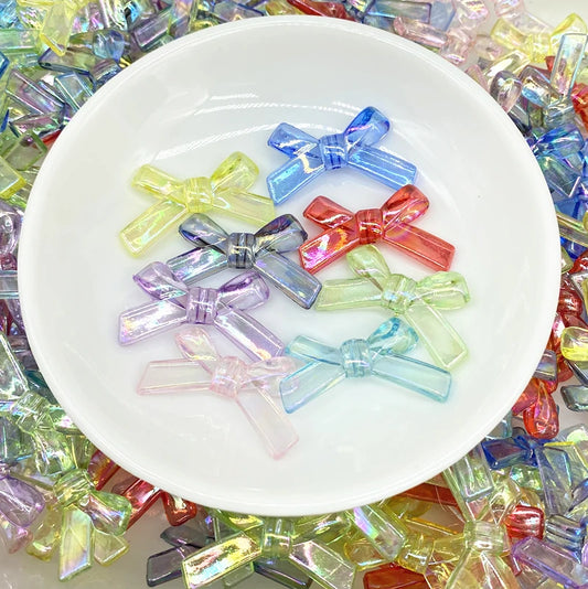 10 pcs/lot 34x20mm Bow Tie Shape Beads AB Color Acrylic  for Jewelry Making Handmade DIY Accessories.