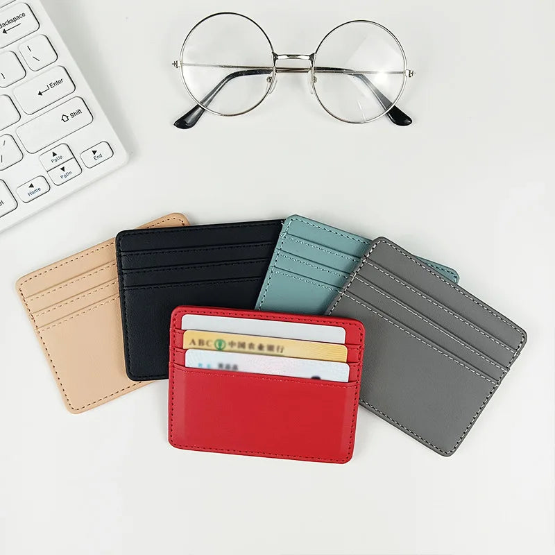 1Pc Pu Leather ID Card Holder Candy Color Bank Credit Card Box Multi Slot Slim Card Case Wallet Women Men Business Card Cover - Elevate Your Body