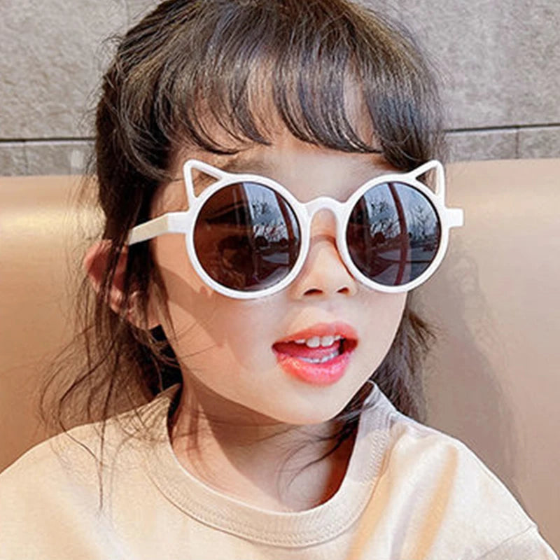 Adorable Cartoon Animal Ears Sunglasses for Kids - Vintage UV400 Sun Protection Eye Wear.