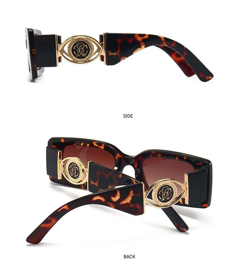 Vintage-Inspired Rectangle Sunglasses for Men and Women - Luxury Designer Black UV400 Eyewear